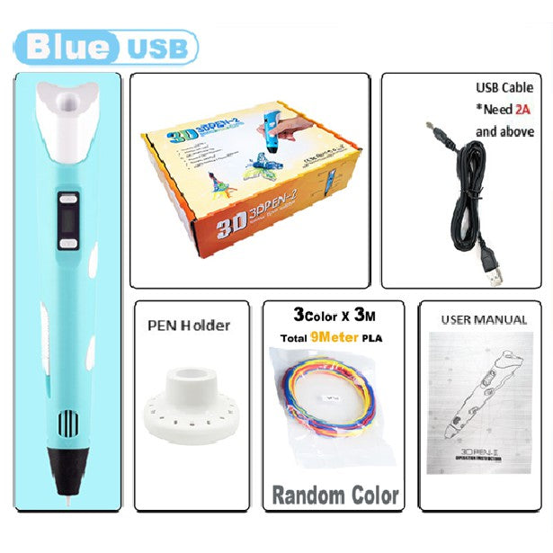 3D Printing Pen Digital Display Intelligent High Temperature 3D Graffiti Painting USB Pens