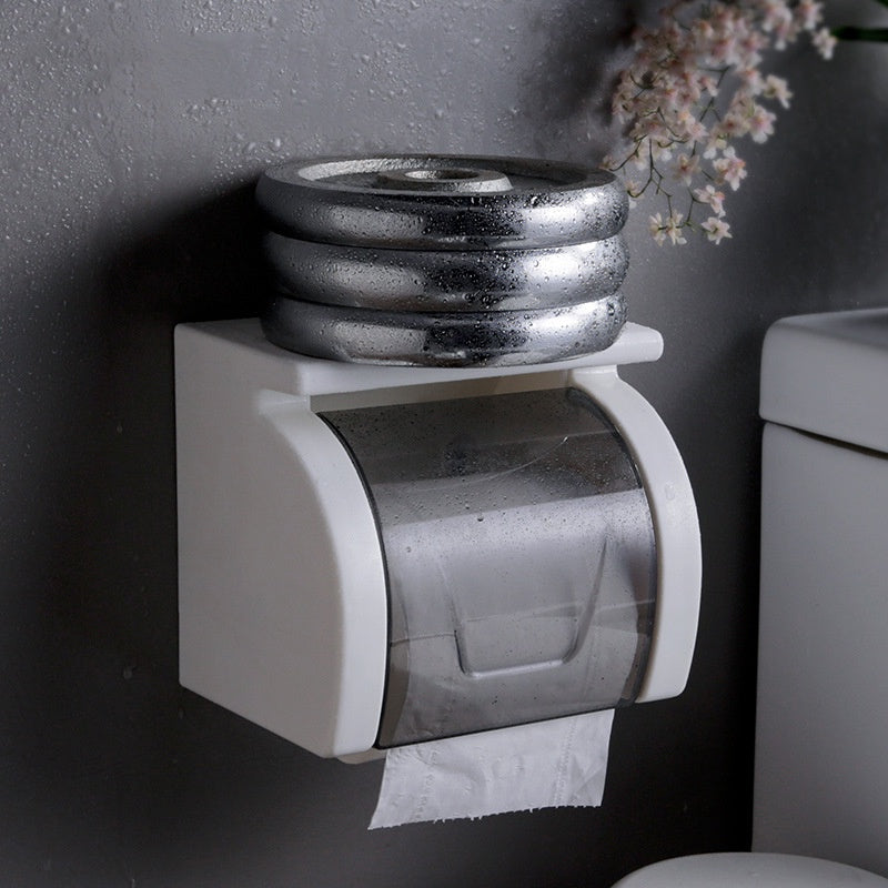 No Drill Toilet Tissue Paper Roll Holder With Cover / Tissue Holder Roll Paper Rack for Bathroom Kitchen