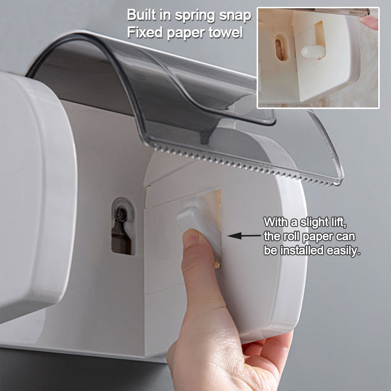No Drill Toilet Tissue Paper Roll Holder With Cover / Tissue Holder Roll Paper Rack for Bathroom Kitchen