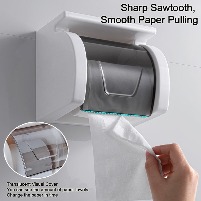 No Drill Toilet Tissue Paper Roll Holder With Cover / Tissue Holder Roll Paper Rack for Bathroom Kitchen