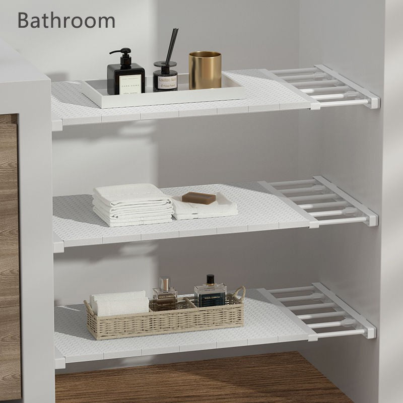 Specool® Extendable Wardrobe Shelf Adjustable Closet Organizer Rack Adjustable Extendable Wardrobe Shelf Space Saving