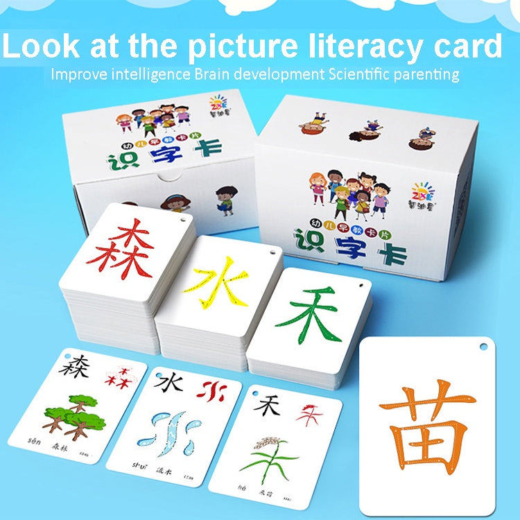 250pcs Newest Chinese Words Learning Flash Card Kid Montessori Memory Game Educational Toy