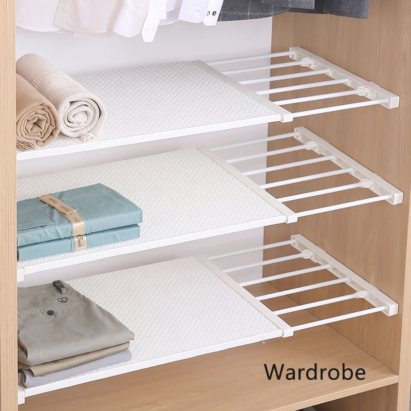 Specool® Extendable Wardrobe Shelf Adjustable Closet Organizer Rack Adjustable Extendable Wardrobe Shelf Space Saving