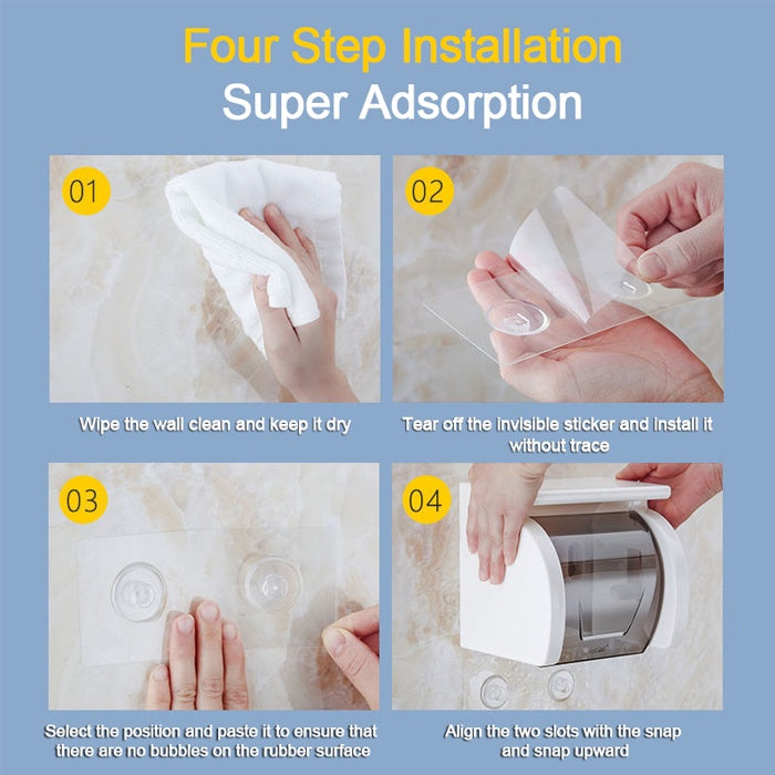 No Drill Toilet Tissue Paper Roll Holder With Cover / Tissue Holder Roll Paper Rack for Bathroom Kitchen