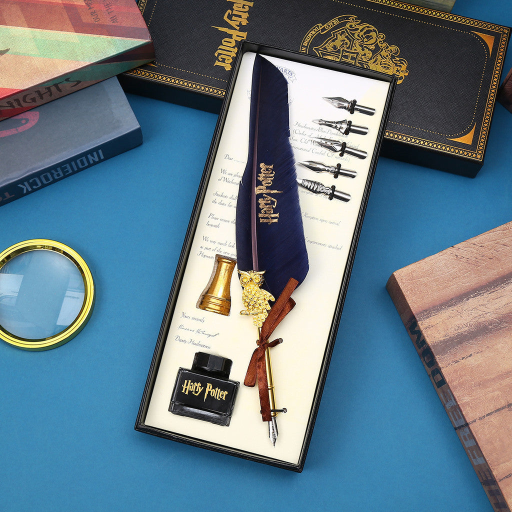 Harry Potter Magic Academy Feather Dip Pen Set with Gift Box Fountain Gift Set Birthday Gift Box