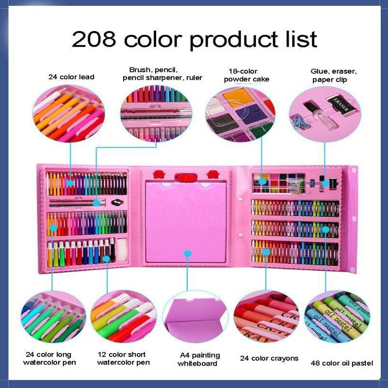 Kids 208pcs/150pcs Kids Art Set – Crayons Markers  Drawing Marker Painting Color Pen Crayon Pastel Set