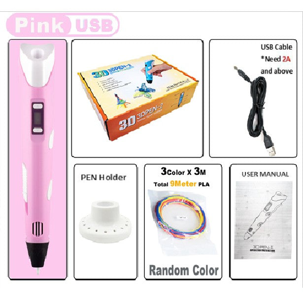 3D Printing Pen Digital Display Intelligent High Temperature 3D Graffiti Painting USB Pens