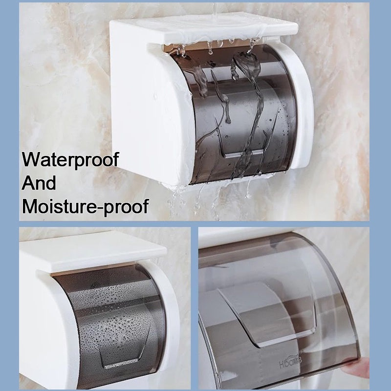 No Drill Toilet Tissue Paper Roll Holder With Cover / Tissue Holder Roll Paper Rack for Bathroom Kitchen