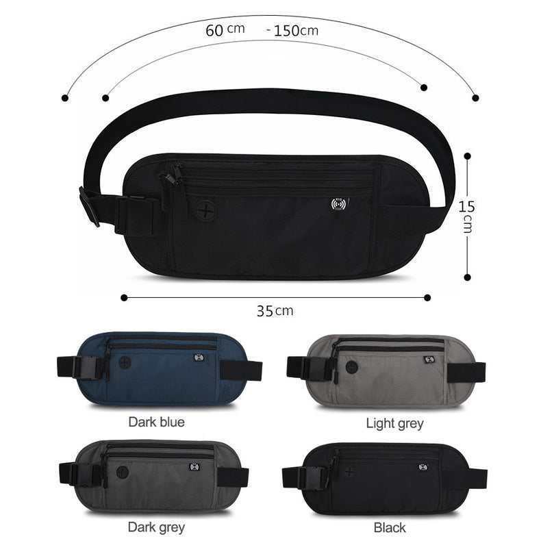 Travel Money Belt Bag Sport Waist Wallet RFID Blocking Anti-Theft Passport Sling bag for Men & Women