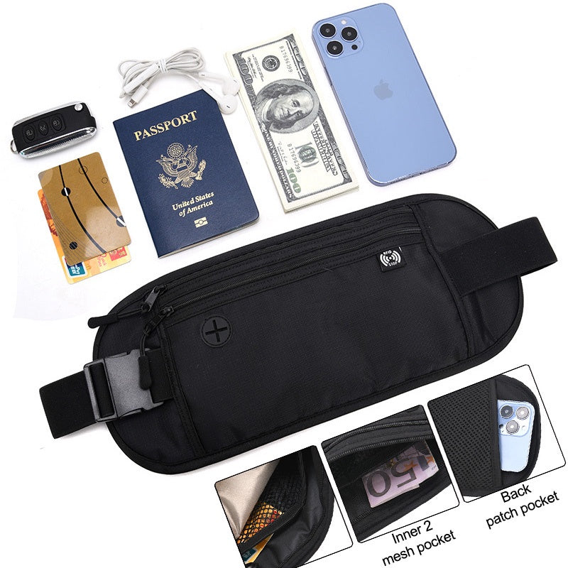 Travel Money Belt Bag Sport Waist Wallet RFID Blocking Anti-Theft Passport Sling bag for Men & Women