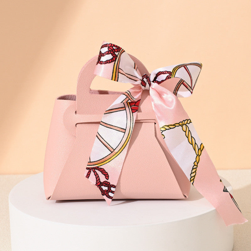 SG Stock Specool® PU Leather Candy Box with Ribbon,Candy Packaging Hand-held Gift Bag for Wedding Birthday Party