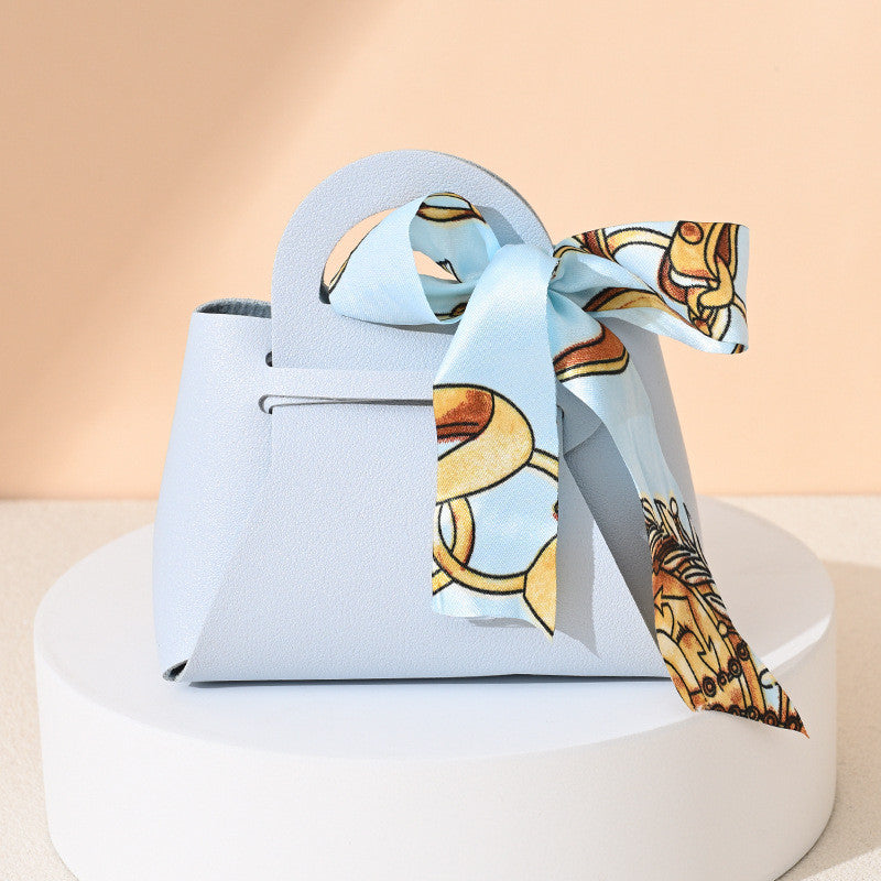 SG Stock Specool® PU Leather Candy Box with Ribbon,Candy Packaging Hand-held Gift Bag for Wedding Birthday Party