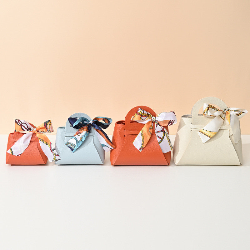 SG Stock Specool® PU Leather Candy Box with Ribbon,Candy Packaging Hand-held Gift Bag for Wedding Birthday Party