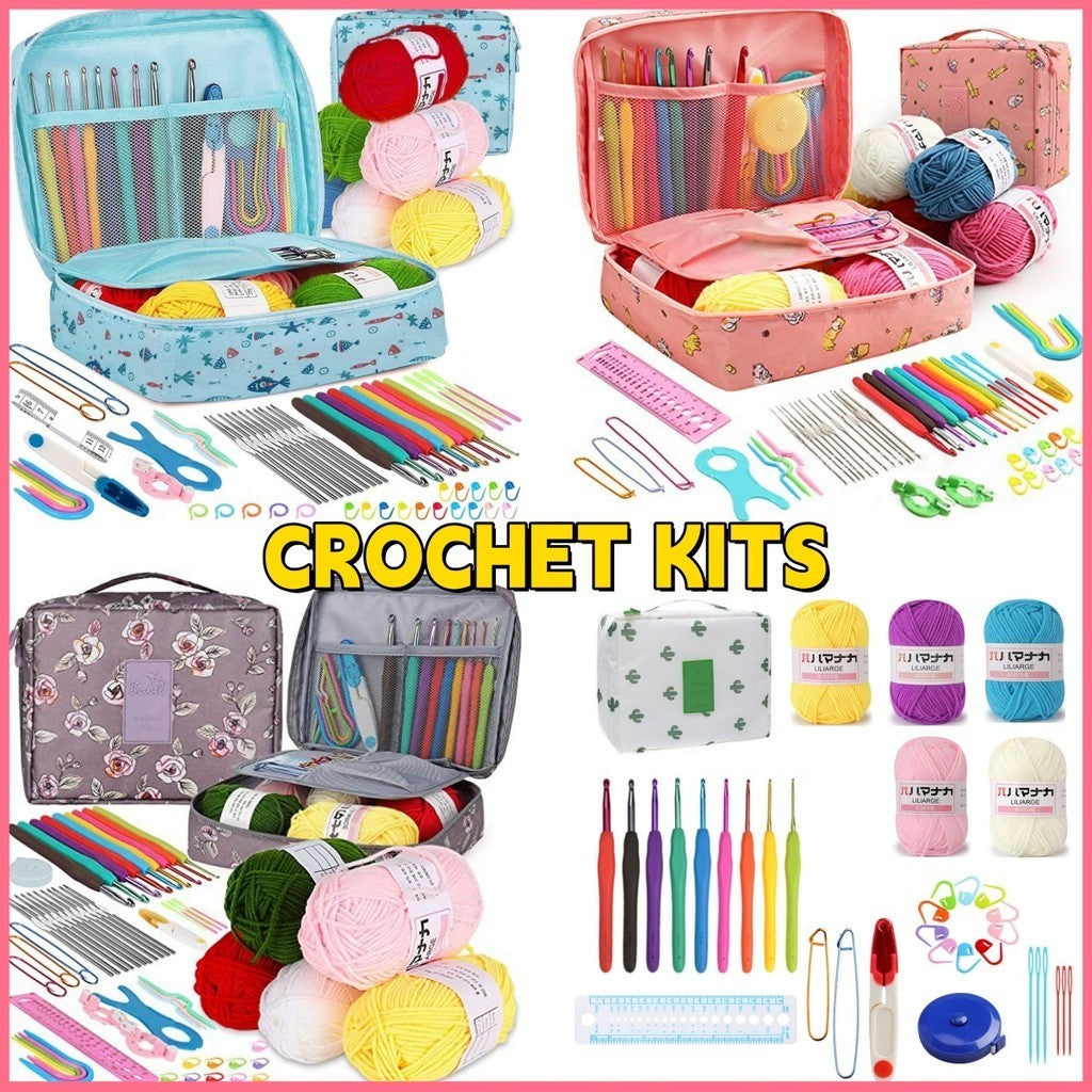 DIY Crochet Complete Material Pack Portable Knitting Tools Crochet Set Yarn Knitting Needles Sewing Tools