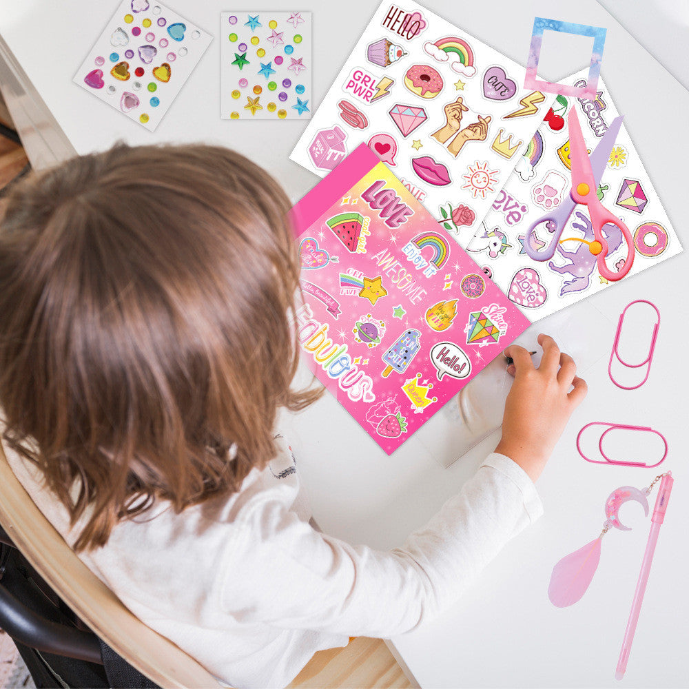 DIY Journal Set Children's Diary Set Pink Girl Birthday Gift Scrapbook