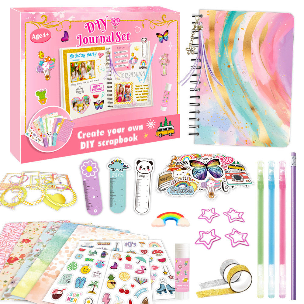 DIY Journal Set Children's Diary Set Pink Girl Birthday Gift Scrapbook