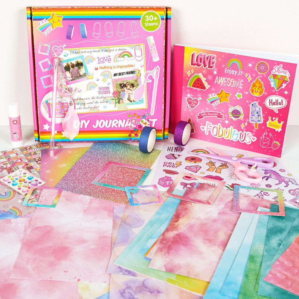 DIY Journal Set Children's Diary Set Pink Girl Birthday Gift Scrapbook