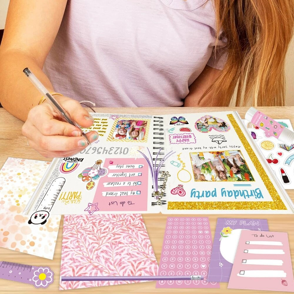 DIY Journal Set Children's Diary Set Pink Girl Birthday Gift Scrapbook