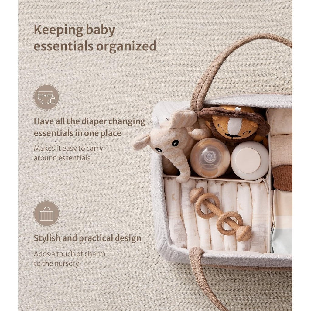 Foldable Baby Diaper Basket Storage Bag Newborn Cotton Rope Woven Diaper Bags Mummy Bag