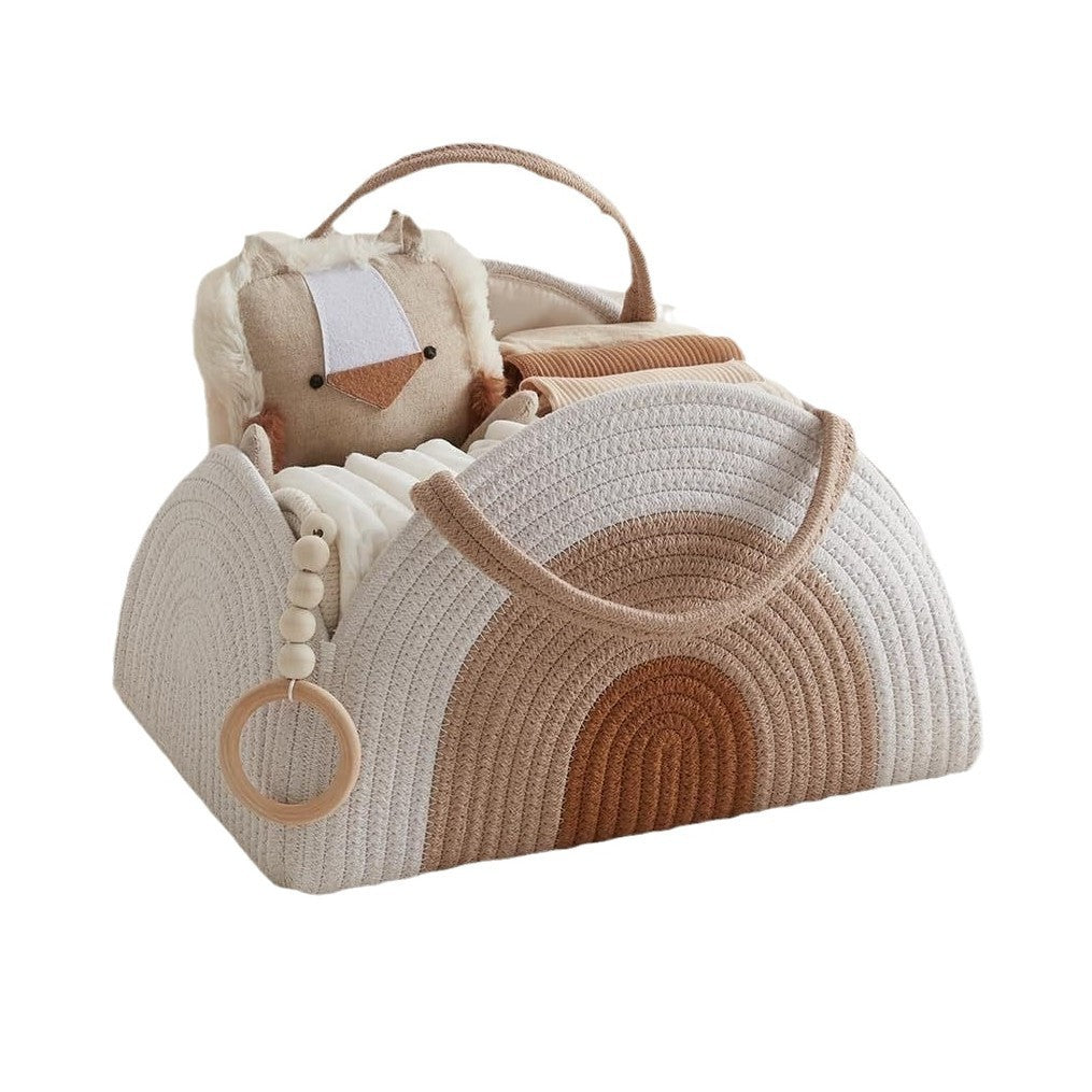 Foldable Baby Diaper Basket Storage Bag Newborn Cotton Rope Woven Diaper Bags Mummy Bag
