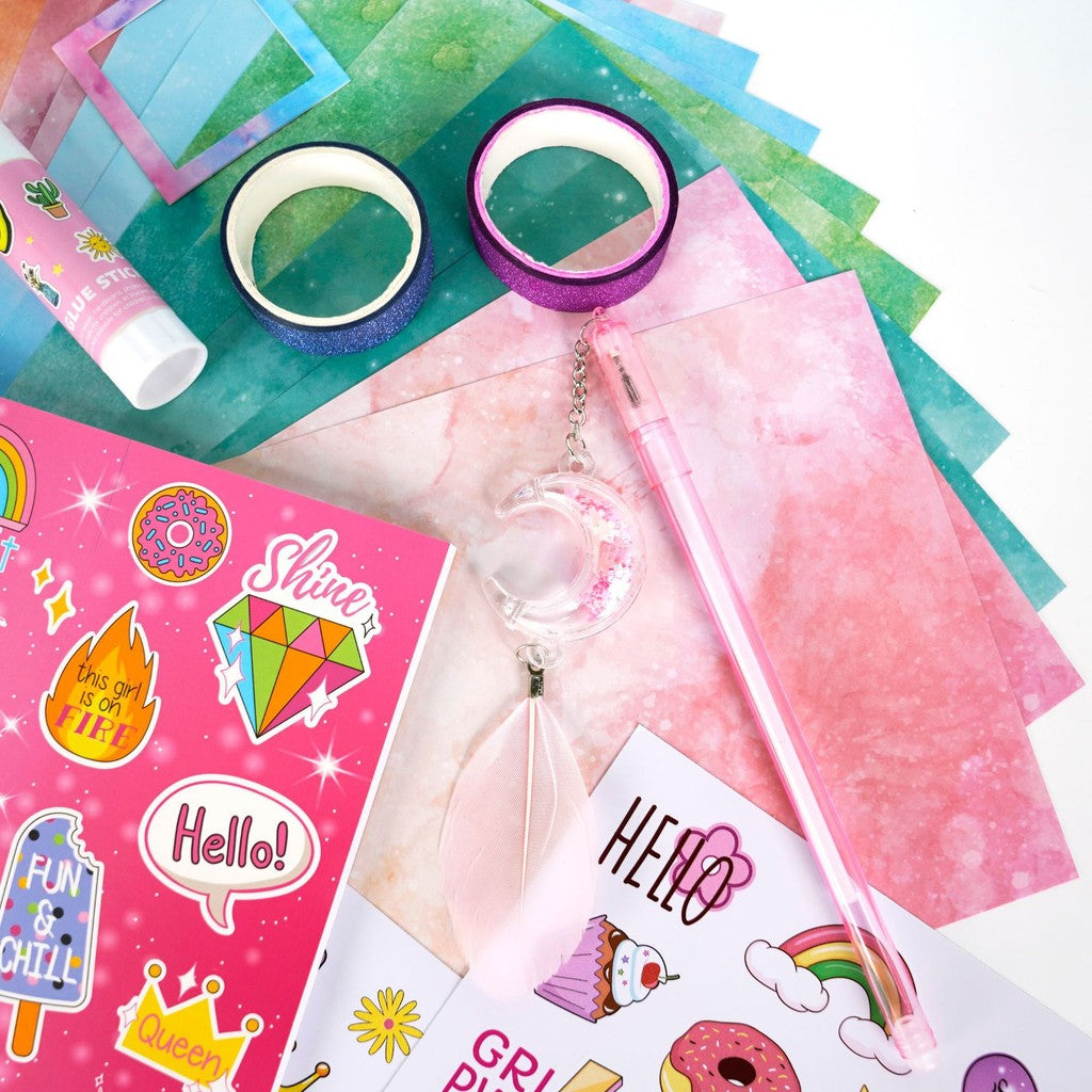DIY Journal Set Children's Diary Set Pink Girl Birthday Gift Scrapbook