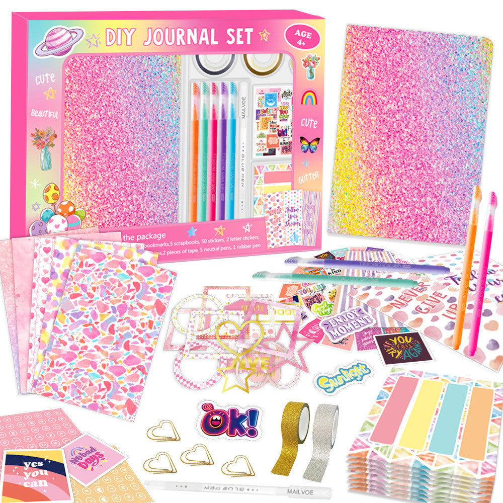 DIY Journal Set Children's Diary Set Pink Girl Birthday Gift Scrapbook