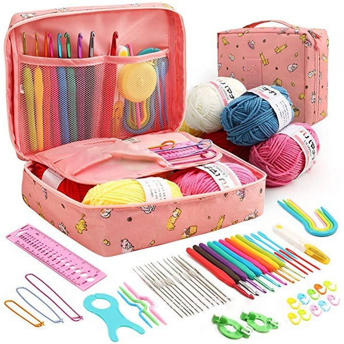 DIY Crochet Complete Material Pack Portable Knitting Tools Crochet Set Yarn Knitting Needles Sewing Tools