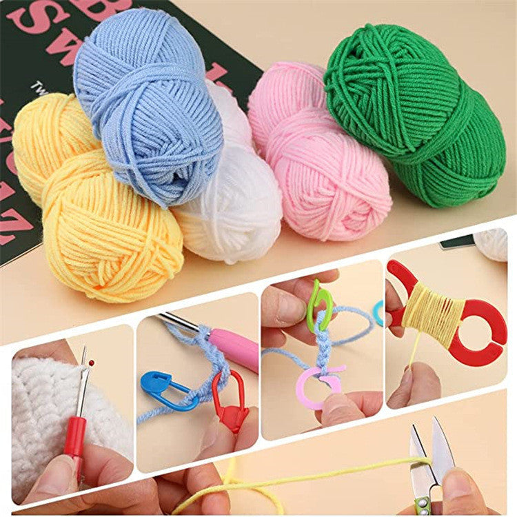 DIY Crochet Complete Material Pack Portable Knitting Tools Crochet Set Yarn Knitting Needles Sewing Tools