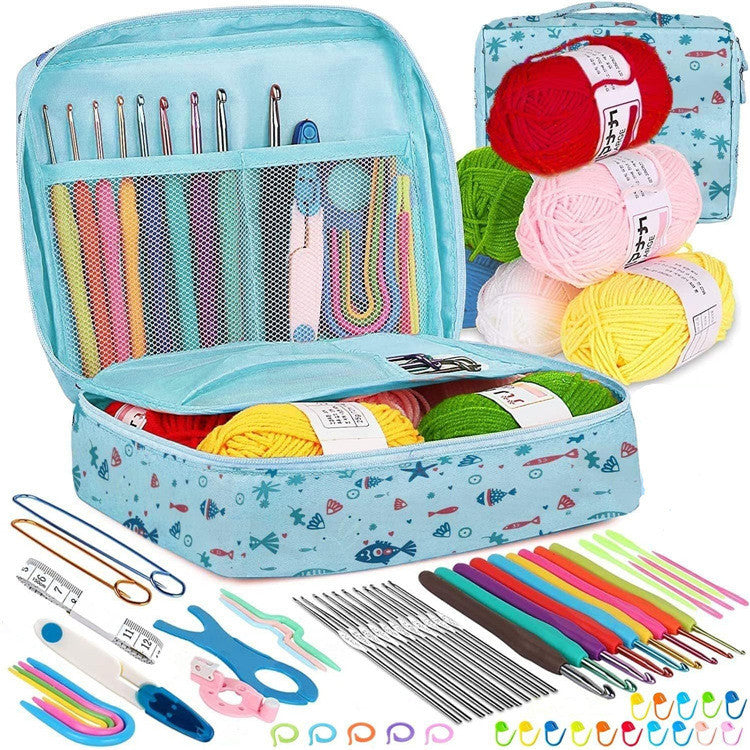 DIY Crochet Complete Material Pack Portable Knitting Tools Crochet Set Yarn Knitting Needles Sewing Tools