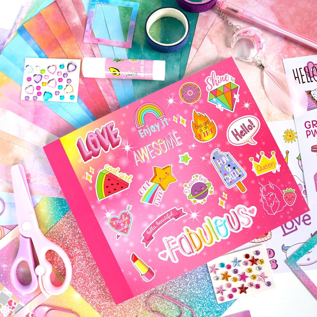 DIY Journal Set Children's Diary Set Pink Girl Birthday Gift Scrapbook