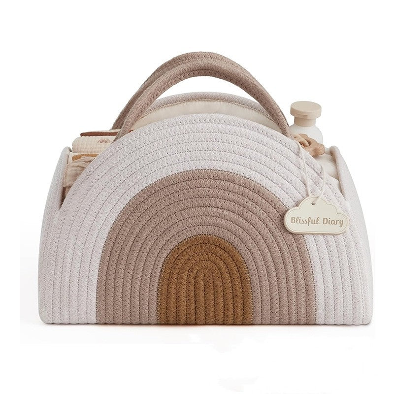 Foldable Baby Diaper Basket Storage Bag Newborn Cotton Rope Woven Diaper Bags Mummy Bag