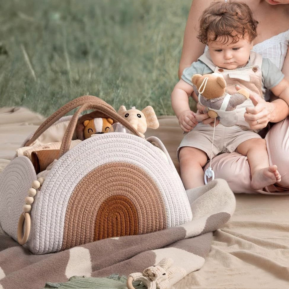 Foldable Baby Diaper Basket Storage Bag Newborn Cotton Rope Woven Diaper Bags Mummy Bag