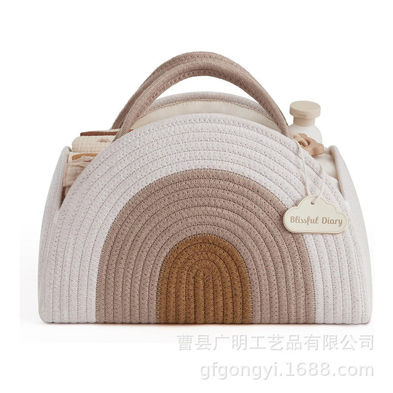 Foldable Baby Diaper Basket Storage Bag Newborn Cotton Rope Woven Diaper Bags Mummy Bag