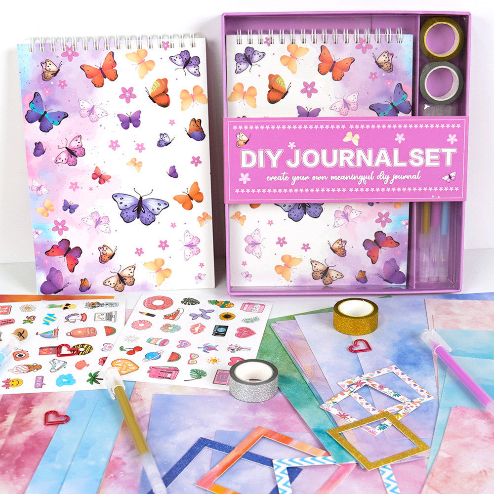 DIY Journal Set Children's Diary Set Pink Girl Birthday Gift Scrapbook