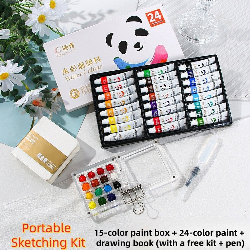 Anakkidsg---Compact Watercolor Palette Set in Clear Acrylic Case with Pocket-size Sketchbook for Painting on the Go