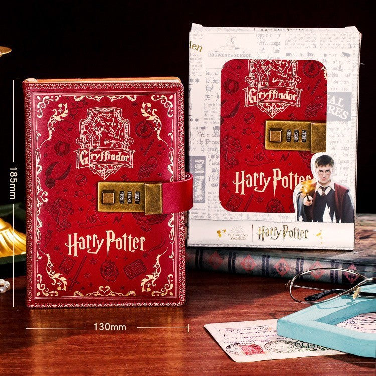Kids Gift Set Harry Potter PU Leather Notebook With Password Lock A5 Colored Pages Hogwarts Diary Students Gifts