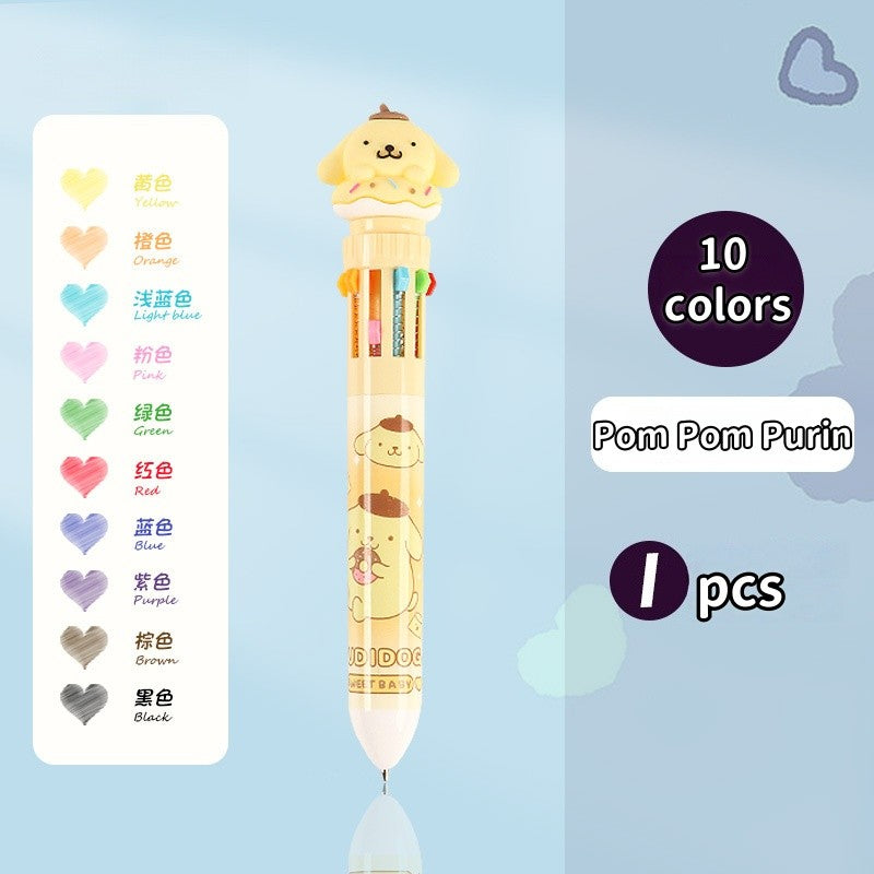 Sanrio 10-color ballpoint pen cartoon cute multi-color push-button account pen