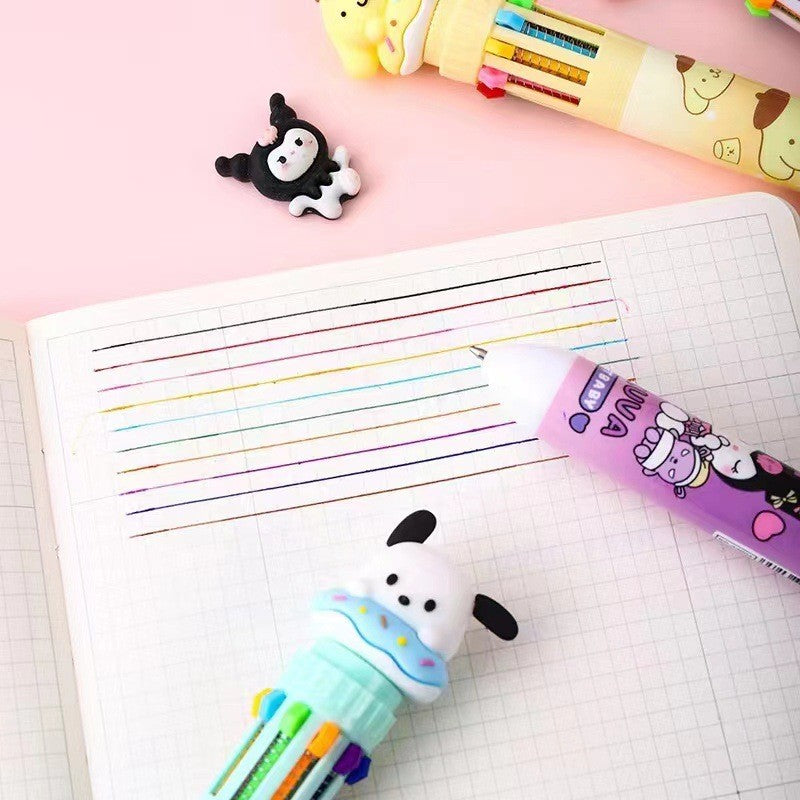 Sanrio 10-color ballpoint pen cartoon cute multi-color push-button account pen