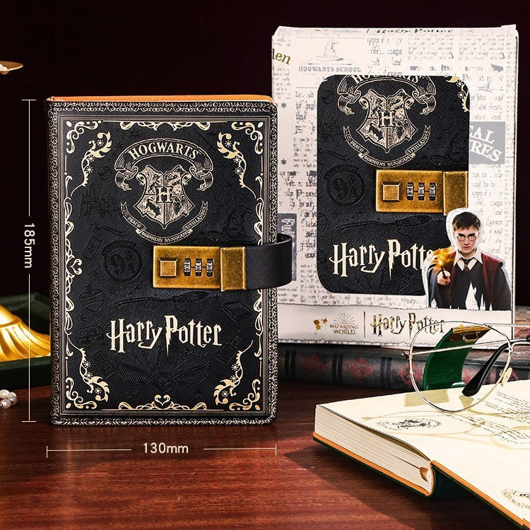 Kids Gift Set Harry Potter PU Leather Notebook With Password Lock A5 Colored Pages Hogwarts Diary Students Gifts