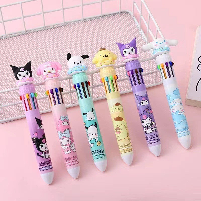Sanrio 10-color ballpoint pen cartoon cute multi-color push-button account pen