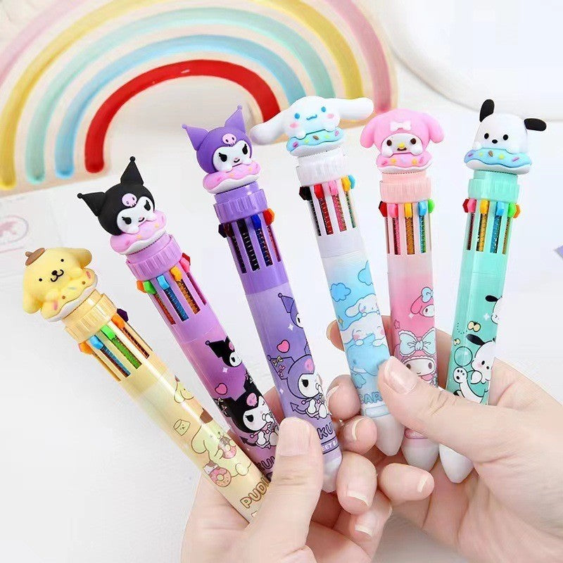 Sanrio 10-color ballpoint pen cartoon cute multi-color push-button account pen