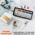 Anakkidsg---Compact Watercolor Palette Set in Clear Acrylic Case with Pocket-size Sketchbook for Painting on the Go