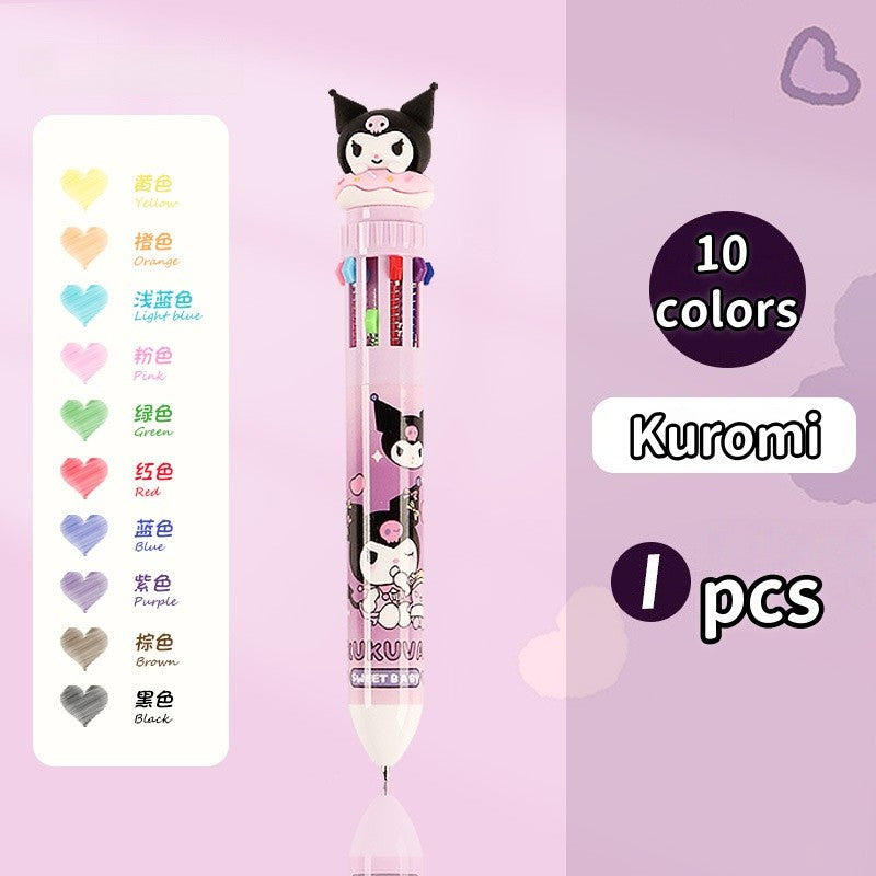 Sanrio 10-color ballpoint pen cartoon cute multi-color push-button account pen