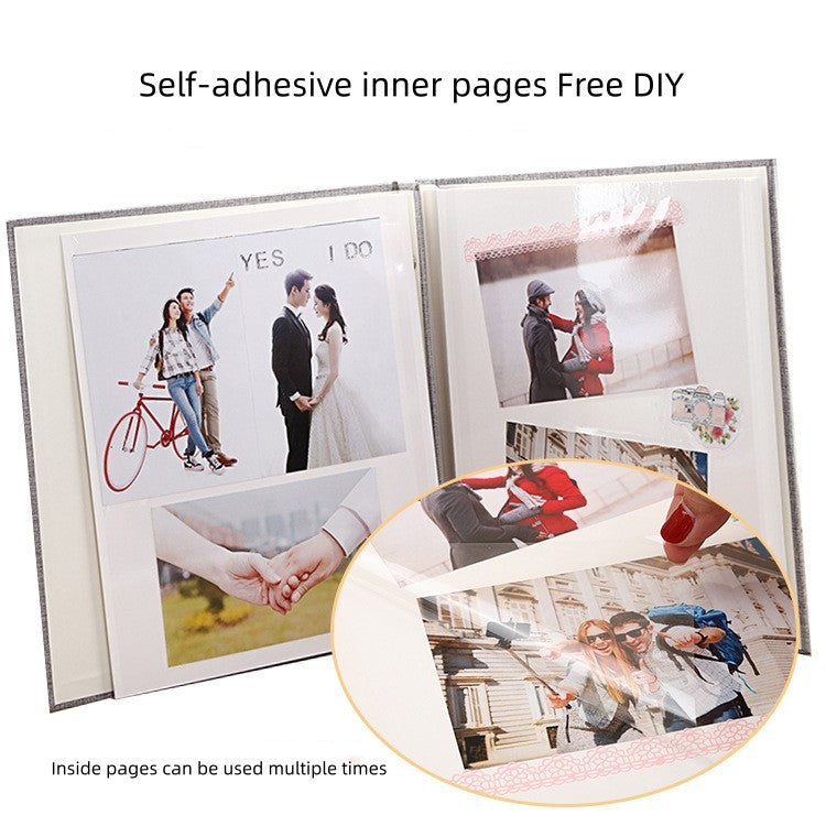 Linen DIY Self Adhesive Photo Album Photo Book Scrapbook Wedding/Baby Album 3R/4R/5R Birthday Gift Anniversary