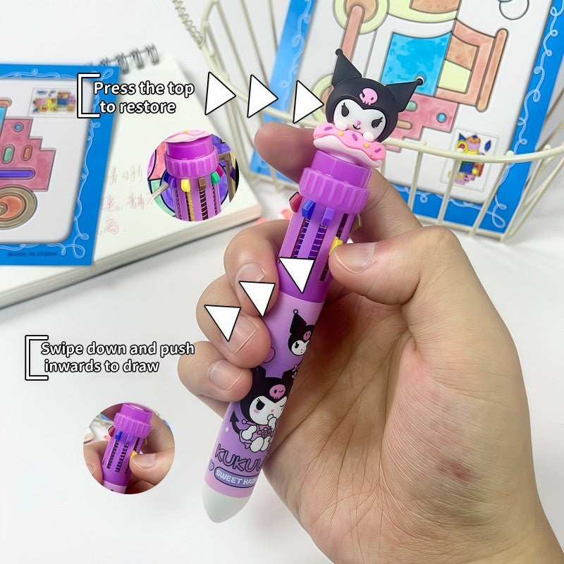 Sanrio 10-color ballpoint pen cartoon cute multi-color push-button account pen