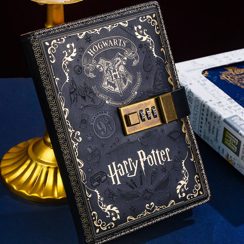 Kids Gift Set Harry Potter PU Leather Notebook With Password Lock A5 Colored Pages Hogwarts Diary Students Gifts
