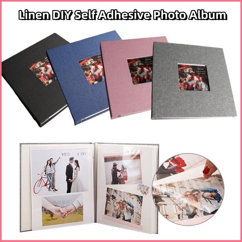 Linen DIY Self Adhesive Photo Album Photo Book Scrapbook Wedding/Baby Album 3R/4R/5R Birthday Gift Anniversary