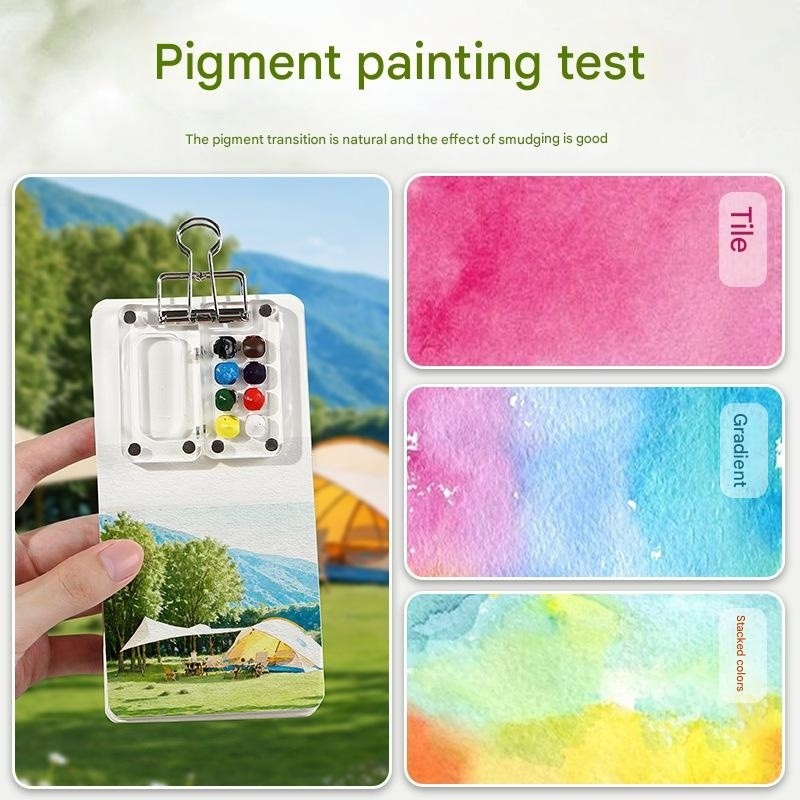 Anakkidsg---Compact Watercolor Palette Set in Clear Acrylic Case with Pocket-size Sketchbook for Painting on the Go