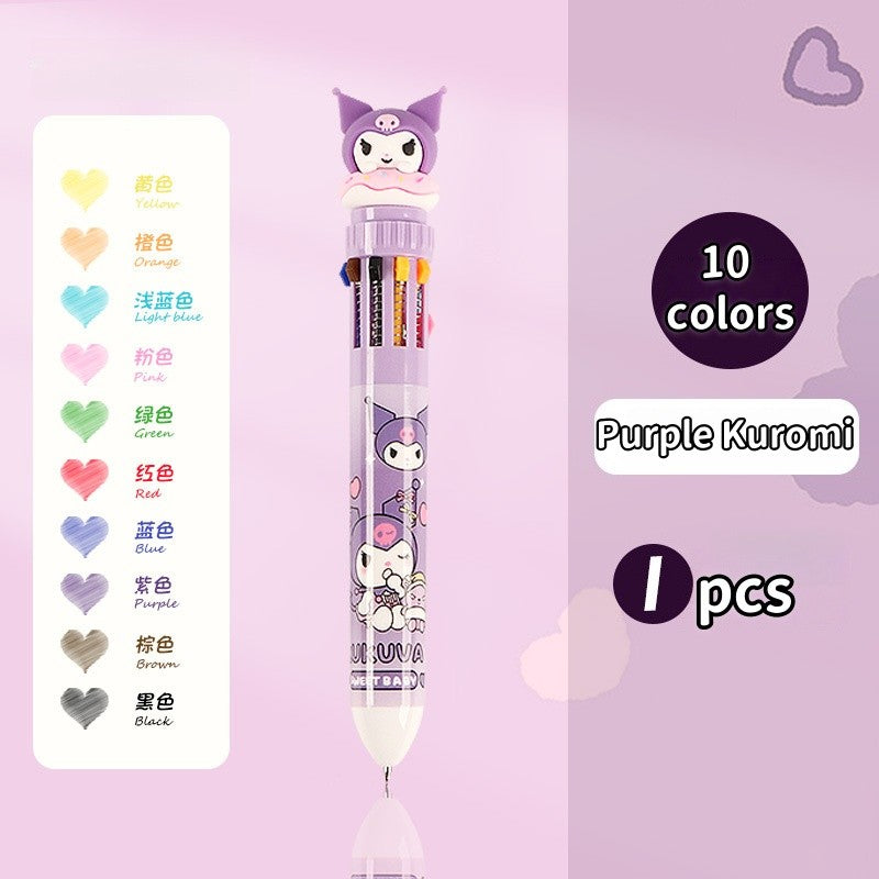 Sanrio 10-color ballpoint pen cartoon cute multi-color push-button account pen