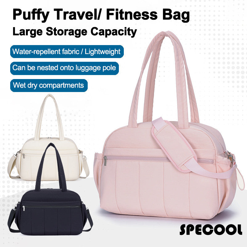 Specool® Puffy Travel Bag Lightweight Puffer Duffel Luggage Bag Luxurious Sport Fitness Bag Large capacity Crossbody Bag